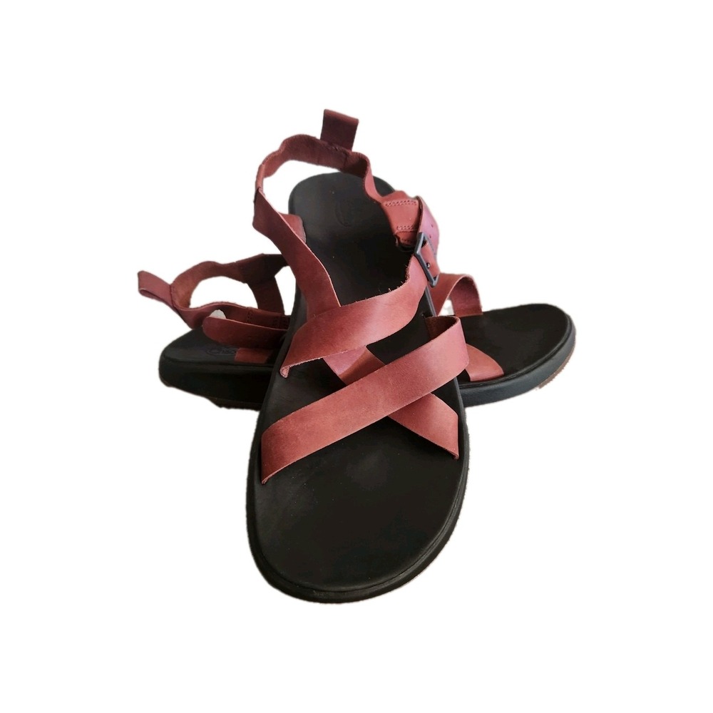 Chaco Wayfarer Outdoor Sandals Men's 12 Red Leather Hiking Arch Support